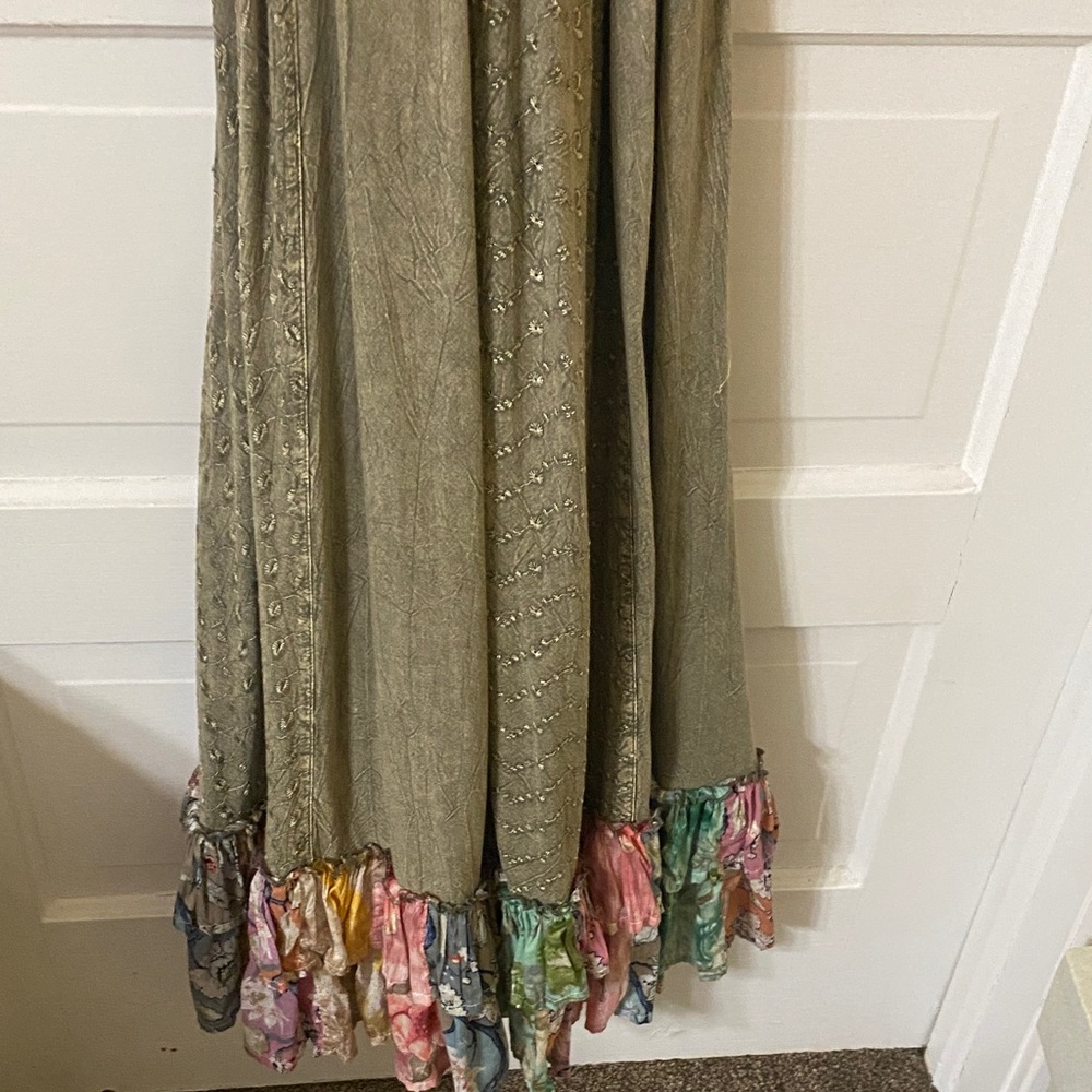 Young Threads Boho Patchwork Maxi Dress Olive Gre… - image 9